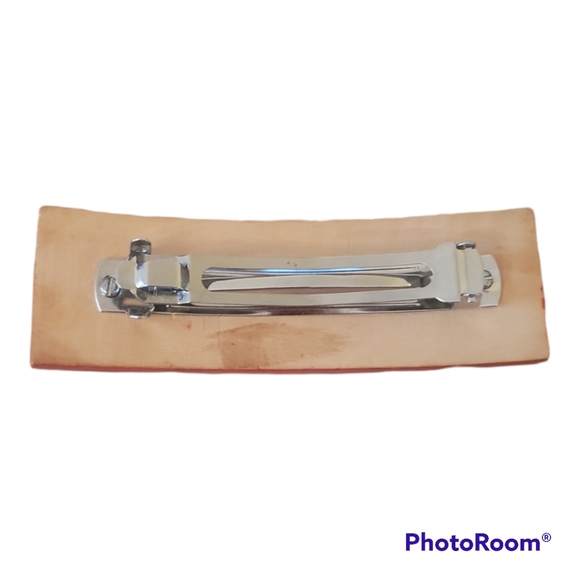 Vintage Wood Boho Hair Clip Barrette Handpainted 80's - Picture 3 of 4